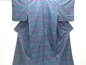 アンティーク　横段織り出し手織り紬着物アンサンブル・道中着セット